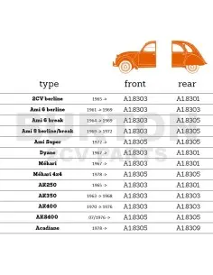 Amortiguador delantero 2CV, 12mm 2